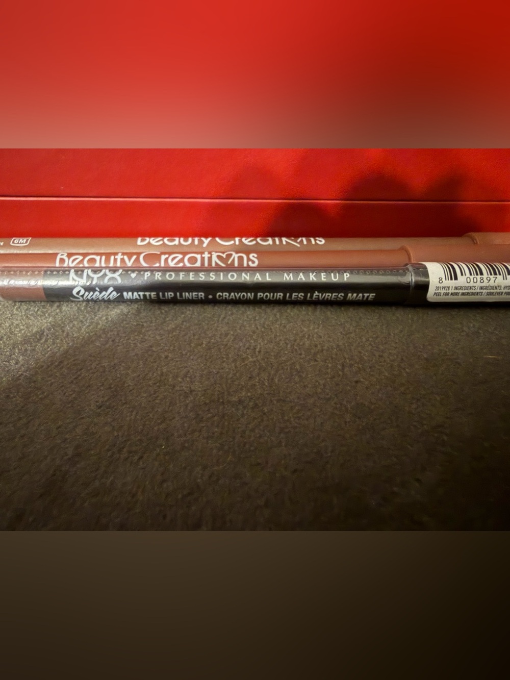 Beauty Creations Suede Matte Lip Liner - Berry Red and NYX in “Maison”